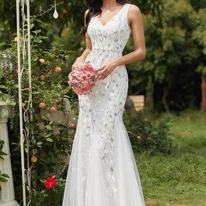 NWT  Wedding Dress Sequin Mesh Evening